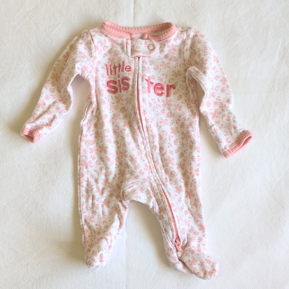 child of mine preemie baby floral cotton 2-way zipper footie sleeper pajamas - Picture 1 of 7